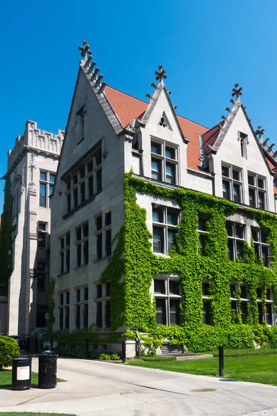 Grand vieux bâtiment en pierre avec un lierre sur le mur — Photo