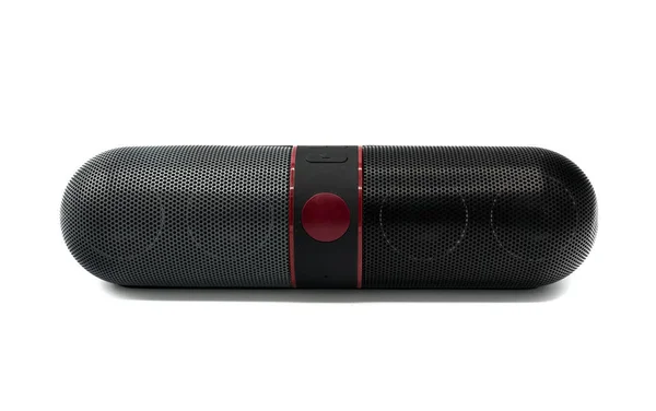 Schwarzer und grauer Bluetooth-Lautsprecher auf weißem Hintergrund — Stockfoto