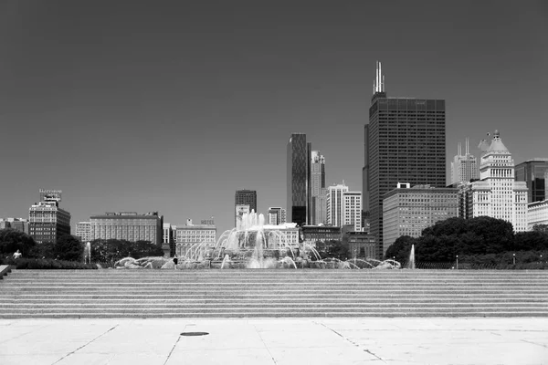 Fonte grande no centro de Chicago em um verão — Fotografia de Stock