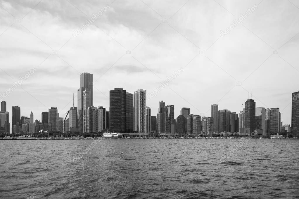 Chicago Downtown skyline view from a boat