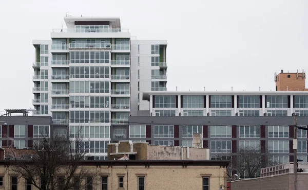 Big building on a street of Madison, Wisconsin