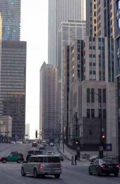 Chicago şehir şehir sokak görünümü'nde kış