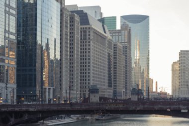 Chicago şehir şehir sokak görünümü'nde kış