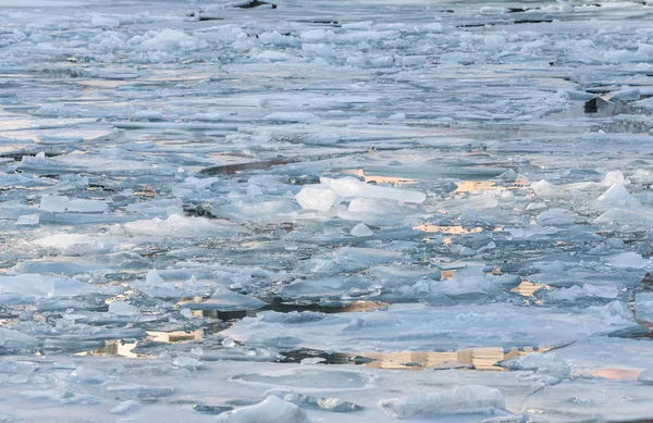 Ghiaccio Rotto Fiume Ghiacciato Chicago — Foto Stock