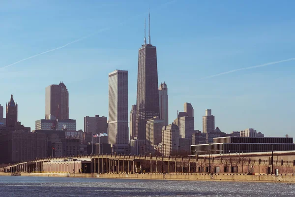 Edificios Ciudad Chicago Vista Desde Navy Pier — Foto de Stock