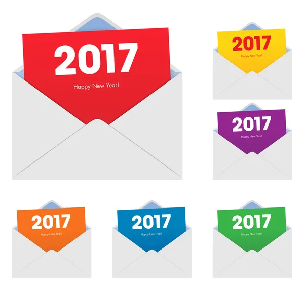 Feliz Ano Novo 2017 Envelopes —  Vetores de Stock