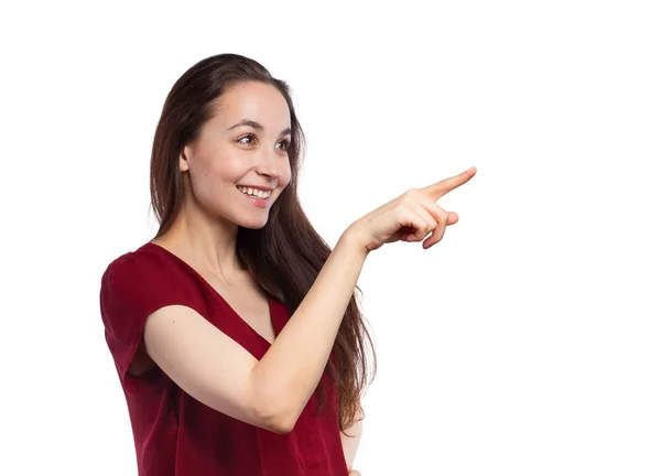 Young woman pointing — Stock Photo, Image