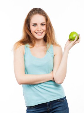 kız ve yeşil elma