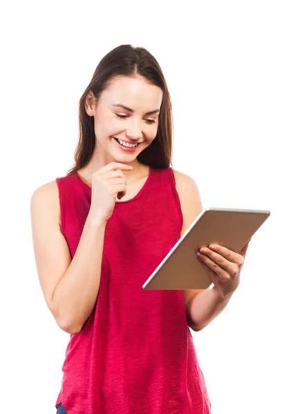 Vrouw surfen op een digitale tablet — Stockfoto