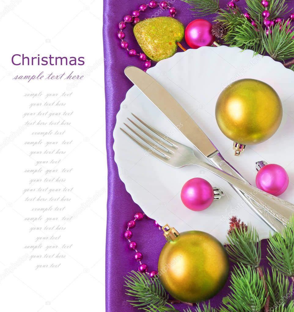 Christmas menu concept isolated over white background with sample text