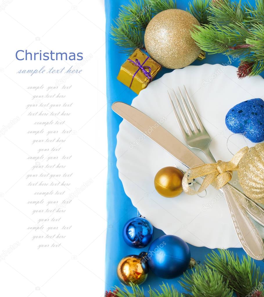 Christmas menu concept isolated over white background with sample text