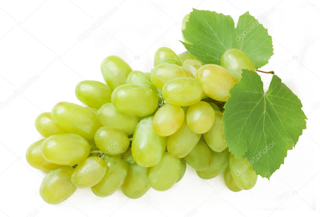 green grape on the white background