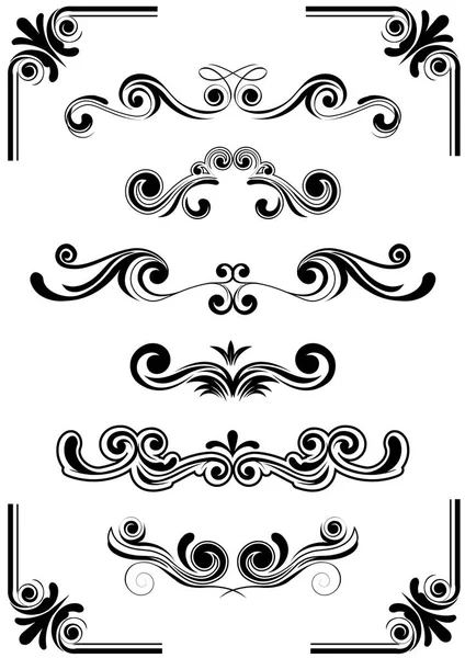 Elementos de diseño curvo en blanco y negro — Vector de stock