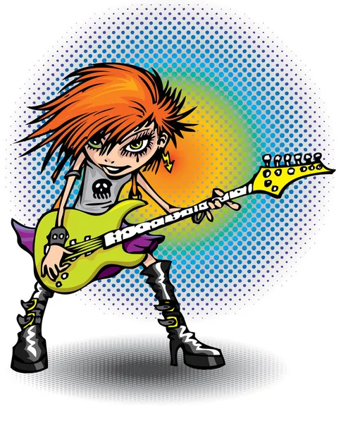 Menina com guitarra — Vetor de Stock