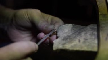  Mücevher üretimi ustası. Mücevher işi. Altın işleme