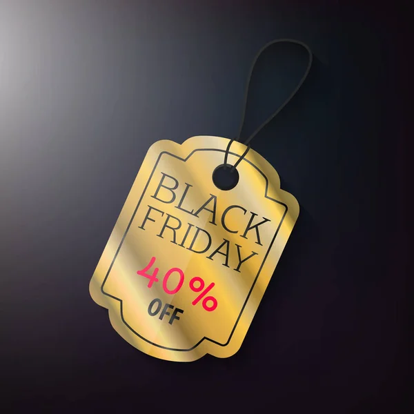 Black Friday Verkäufe Gold-Tag — Stockvektor