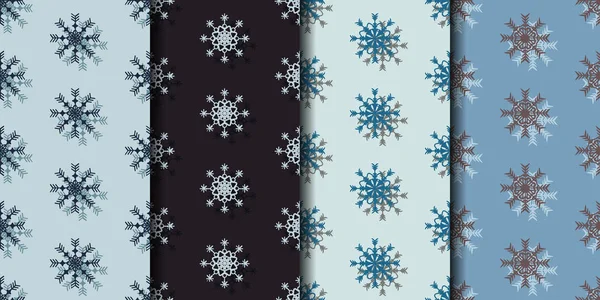 Set fond de motif sans couture avec flocons de neige — Image vectorielle