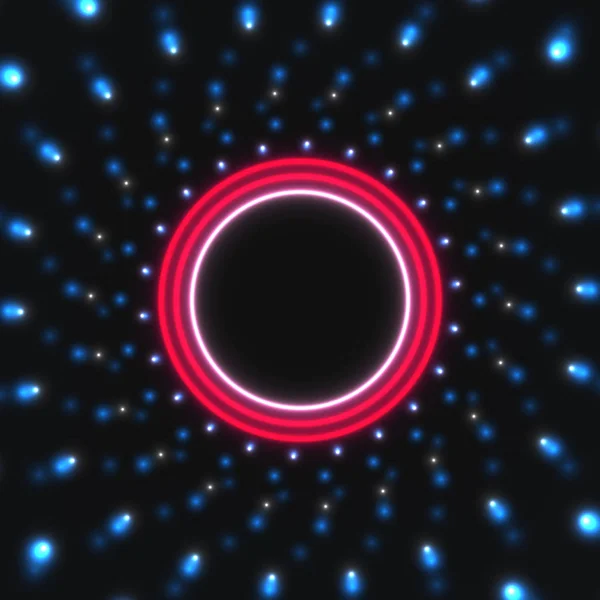 Neón, círculo brillante sobre fondo abstracto — Vector de stock
