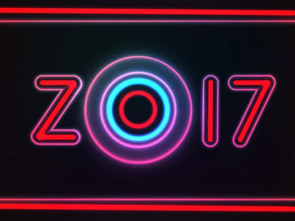 快乐新的一年 2017neon 发光文本 — 图库矢量图片