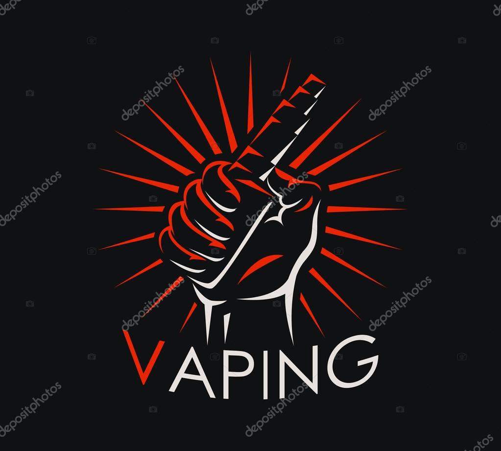 Vaping badge, logo or symbol design concept. Can be used for advertising vape shop, electronic cigarettes store. Vector illustration.