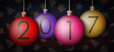 Yeni yıl elemanları ile arka plan üzerinde Noel topları