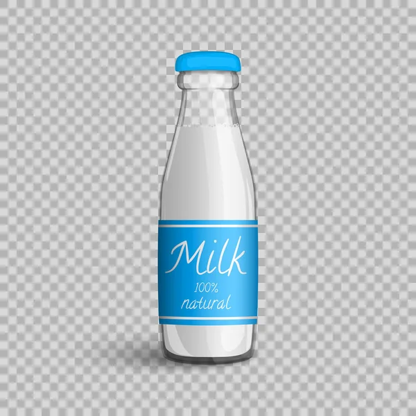 Átlátszó üvegben, címkével, tej — Stock Vector