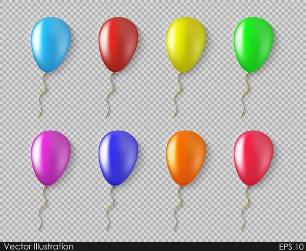Ballonok színes gyűjteménye vektor elszigetelt reális stílusban — Stock Vector