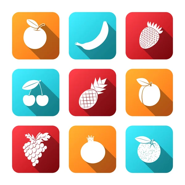 Conjunto de iconos de diseño plano para fruta . — Archivo Imágenes Vectoriales