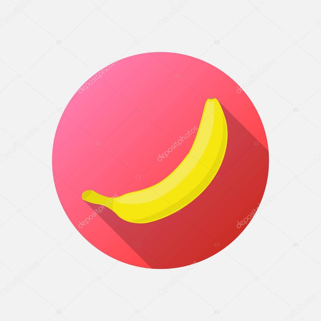 Vector icon banana. Made in a flat style on a white background with. The concept of eco-vegetarian food, vitamins and health. Symbol of summer tropical fruit for your projects.