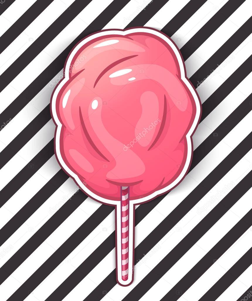 Cotton candy isolated vector illustration handmade.