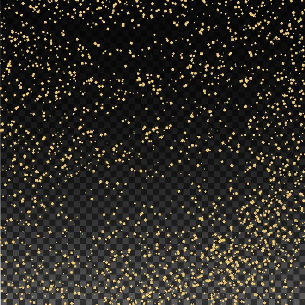 Particules de paillettes d'or chères sur fond transparent — Image vectorielle