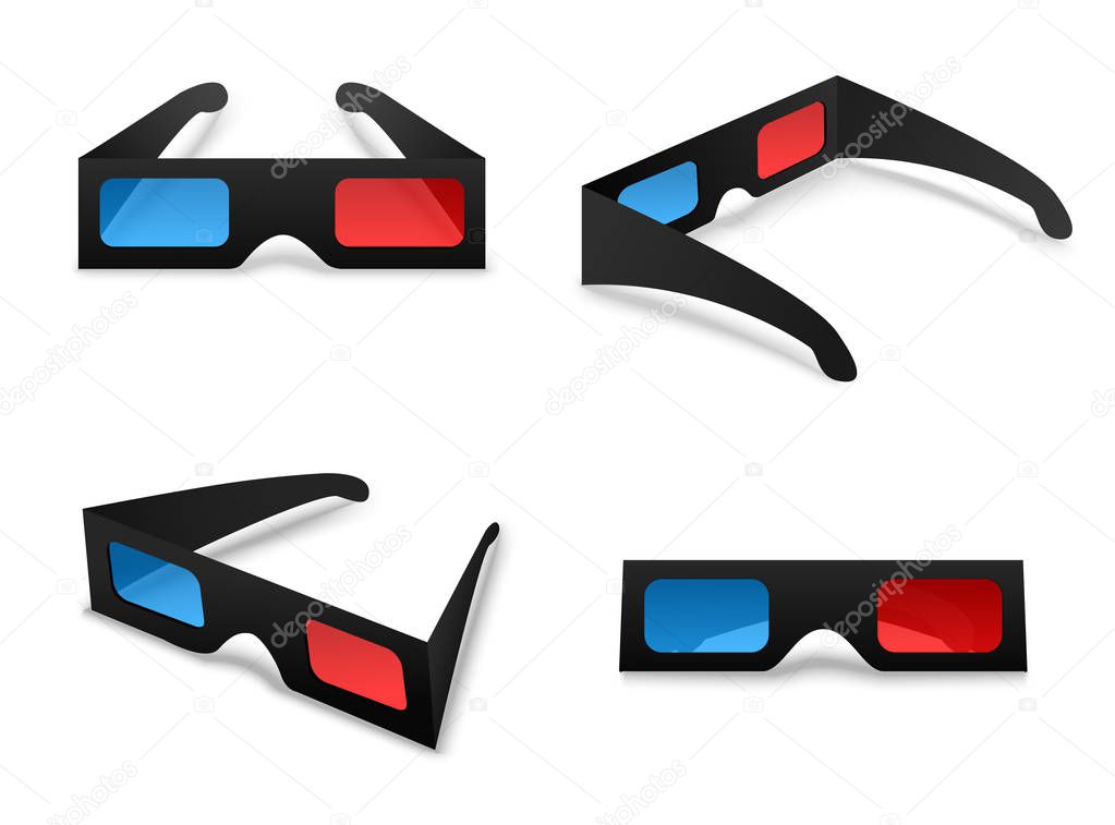 3d glasses isolated collection set on a white background vector