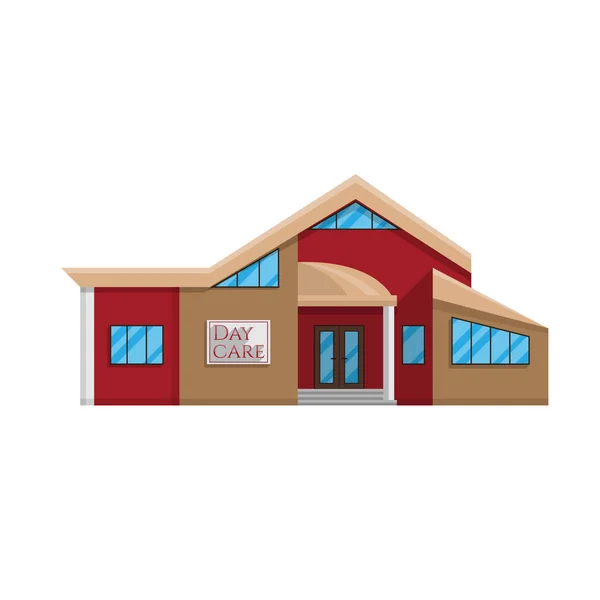 Daycare building in flat style isolated on white background — Stock Vector