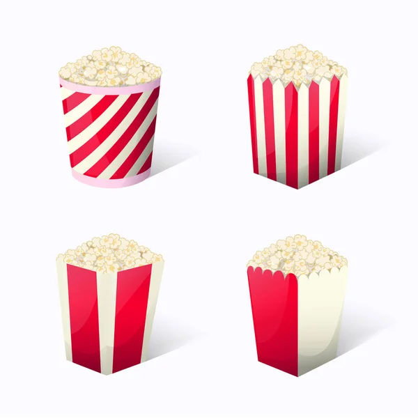 Popcorn Set Sammlung in verschiedenen Paketen Snack — Stockvektor