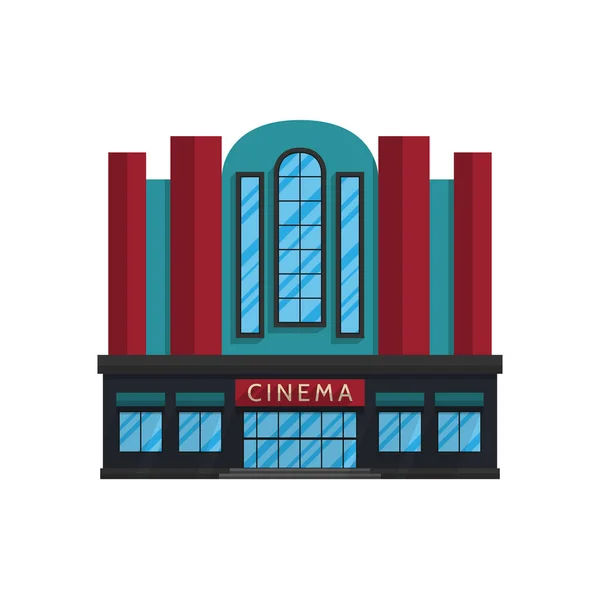 Edifício de cinema em estilo plano isolado sobre fundo branco — Vetor de Stock