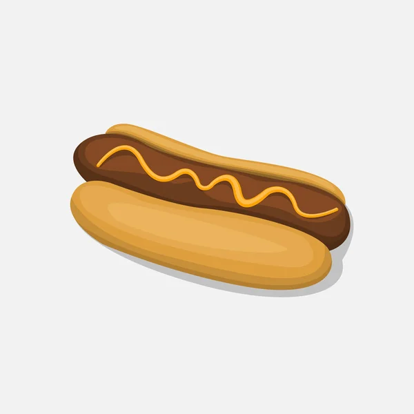 Hot Dog isolé dans l'icône de style dessin animé sur un fond blanc — Image vectorielle