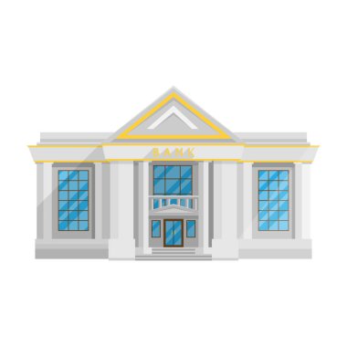 Banka Binası düz beyaz arka plan vektör çizim üzerinde tarzda izole