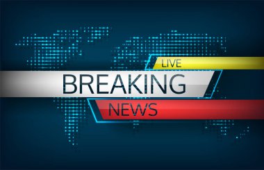Breaking news canlı dünya harita izole arka plan vektör çizim üzerinde.