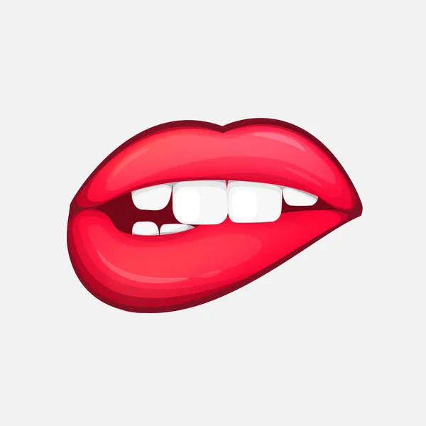 Sexy lèvres féminines personnage isolé dans le style de dessin animé sur un fond blanc Illustration vectorielle — Image vectorielle