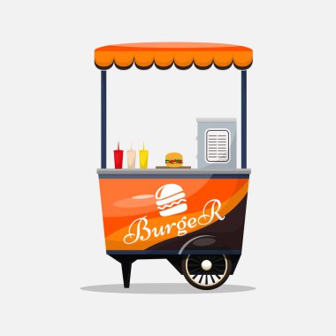 Burger Fast Food kartı izole, Kiosk gezici