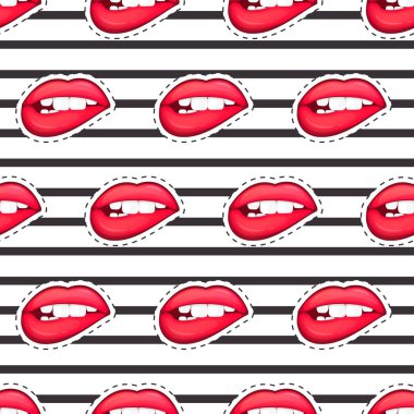 Seksi erkek dudak izole karakter karikatür tarzı vektör çizim.