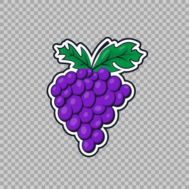 Üzüm izole bir düz stilde. Simge, bir sembol meyve şeffaf arka plan doğa teması, gıda, vitaminler.