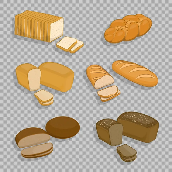 Set van bakkerijproducten geïsoleerd op een transparante achtergrond — Stockvector