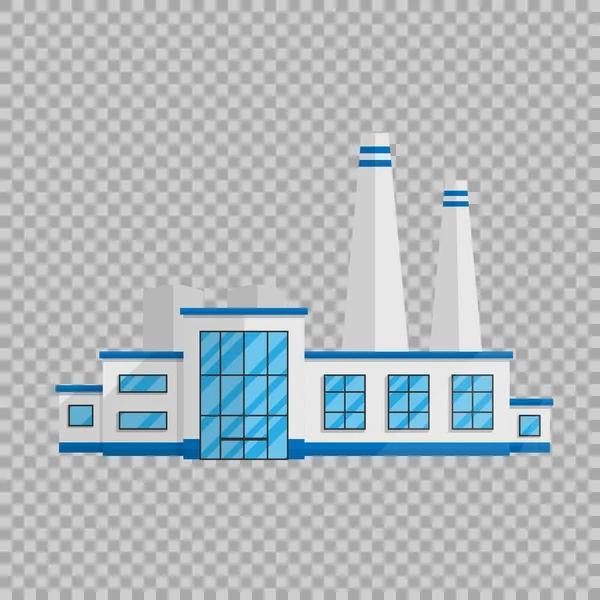 Fabrieksgebouw in de vlakke stijl geïsoleerd op transparante achtergrond vectorillustratie. De plantaardige productie en verschillende productie, een symbool voor uw projecten. — Stockvector