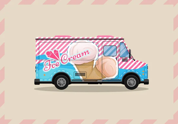 Ice cream cart, kiosk on wheels, retailers, dairy desserts, isolated and Flat style vector illustration. Cool refreshing dessert sale Illustration. — Stock Vector