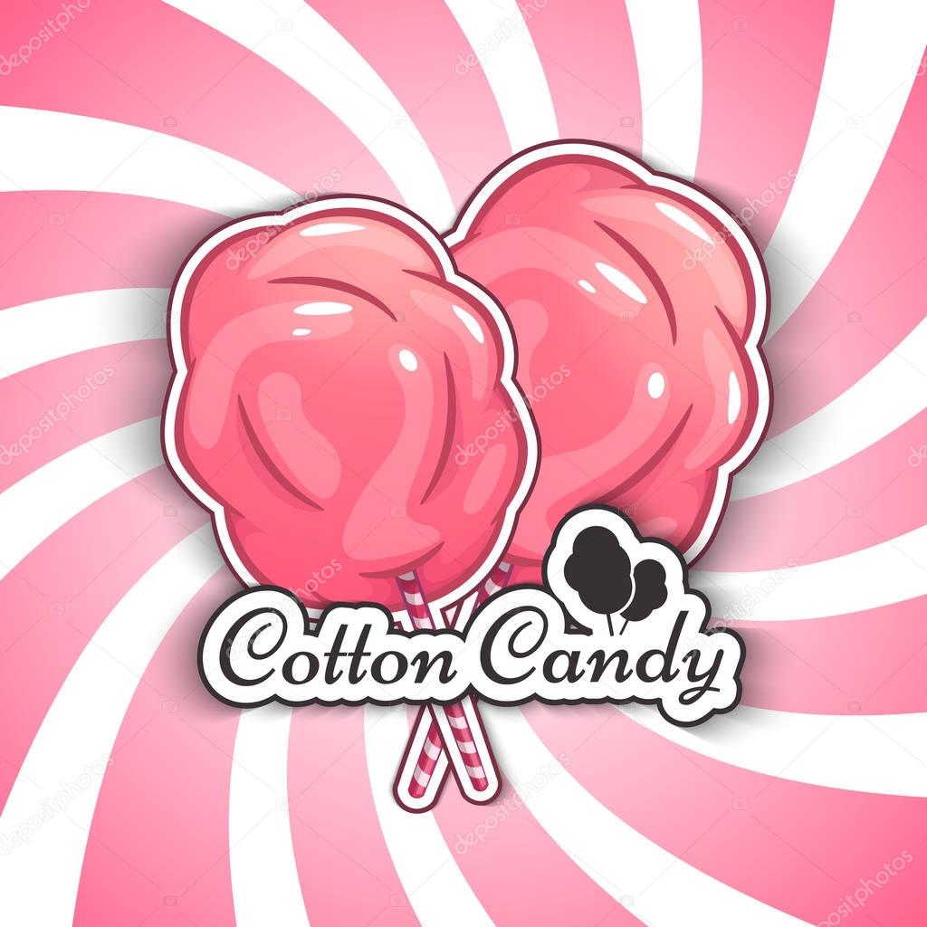 Cotton Candy Isolated Logo Emblem for Your Products, Vector Illustration of Handmade. Symbol of a cloud of sugar, dessert icons for your projects.