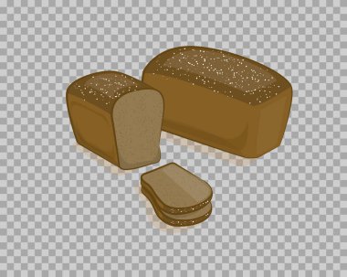 Siyah ekmek izole, şeffaf bir arka plan üzerine dilimlenmiş