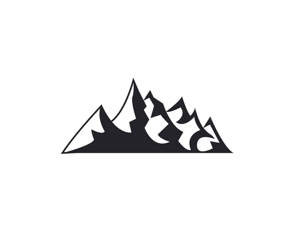 Bergstoppar, ski logo design element ikon samling isolerade på vit bakgrund. Vektor Illustration olycksutredningar, vandring, rock klättring camping i bergen. — Stock vektor