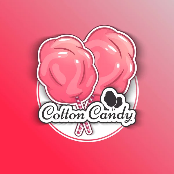 Cotton Candy isolerade logotypen Emblem för dina produkter, vektor Illustration av handgjorda. Symbol för ett moln av socker, dessert ikoner. — Stock vektor