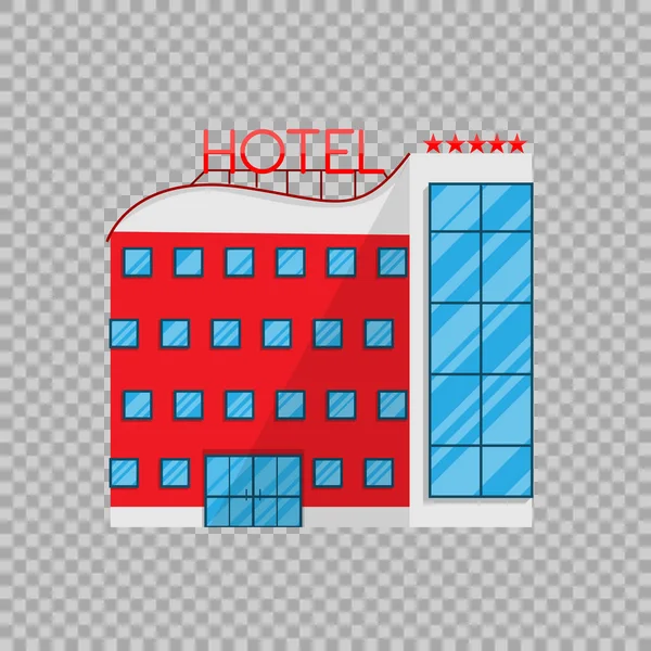 Hotel in Flat style isolated on transparent background Vector Illustration. The building architecture holiday home, removing Apartments — Stock Vector